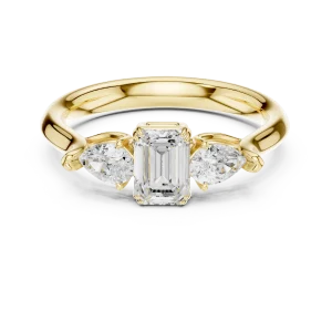 Luminary Emerald and Pear Solitaire Three-Stone Ring - Image 2