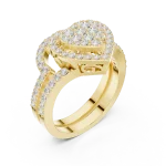 Luminary Heart Pavé-Set Brilliant-Cut Cocktail Ring