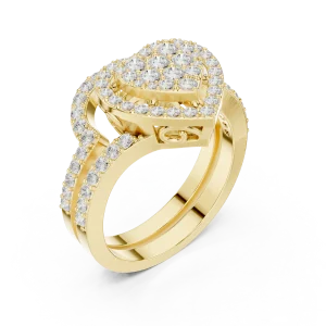 Luminary Heart Pavé-Set Brilliant-Cut Cocktail Ring