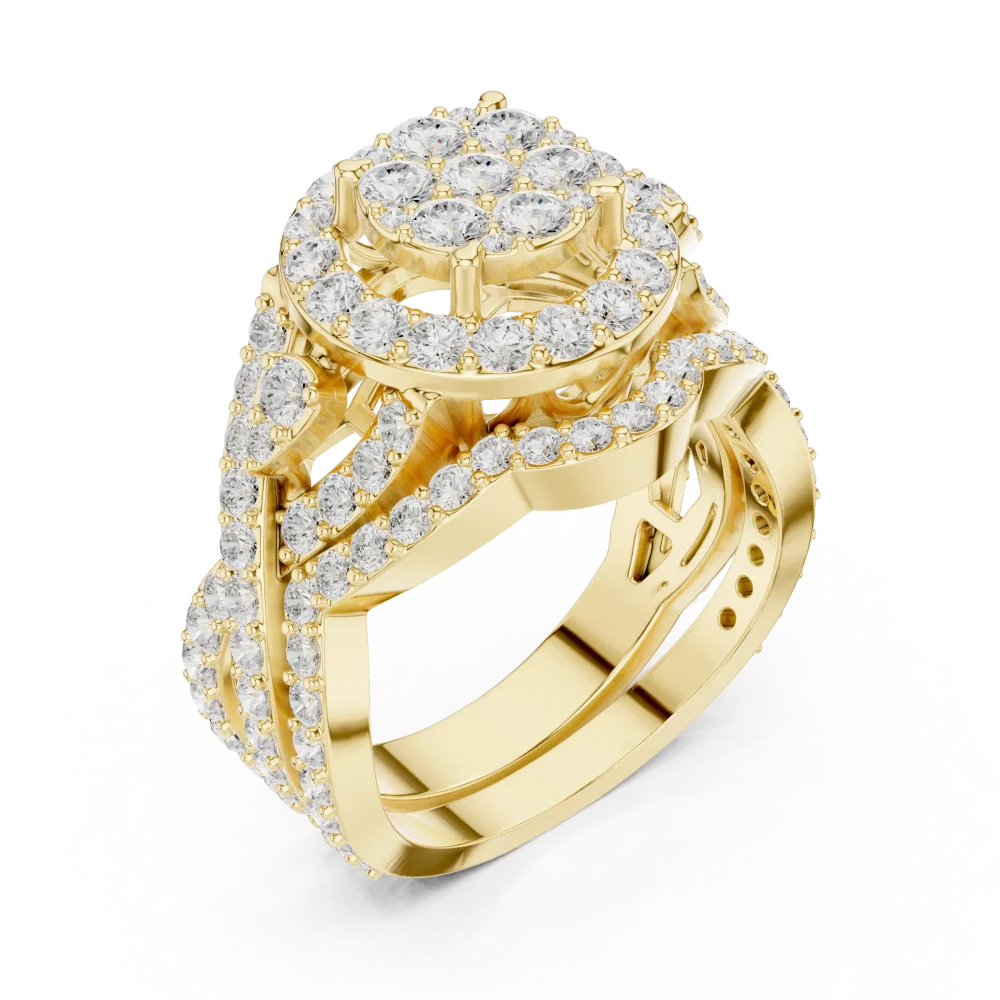 Elevate your ensemble with this brilliant-cut cocktail ring. Featuring exquisite DIAMEUR lab-grown diamonds in a modern, light-capturing design.