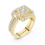 Luminary Round Brilliant Geometric Cluster Ring