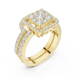 Luminary Round Brilliant Geometric Cluster Ring