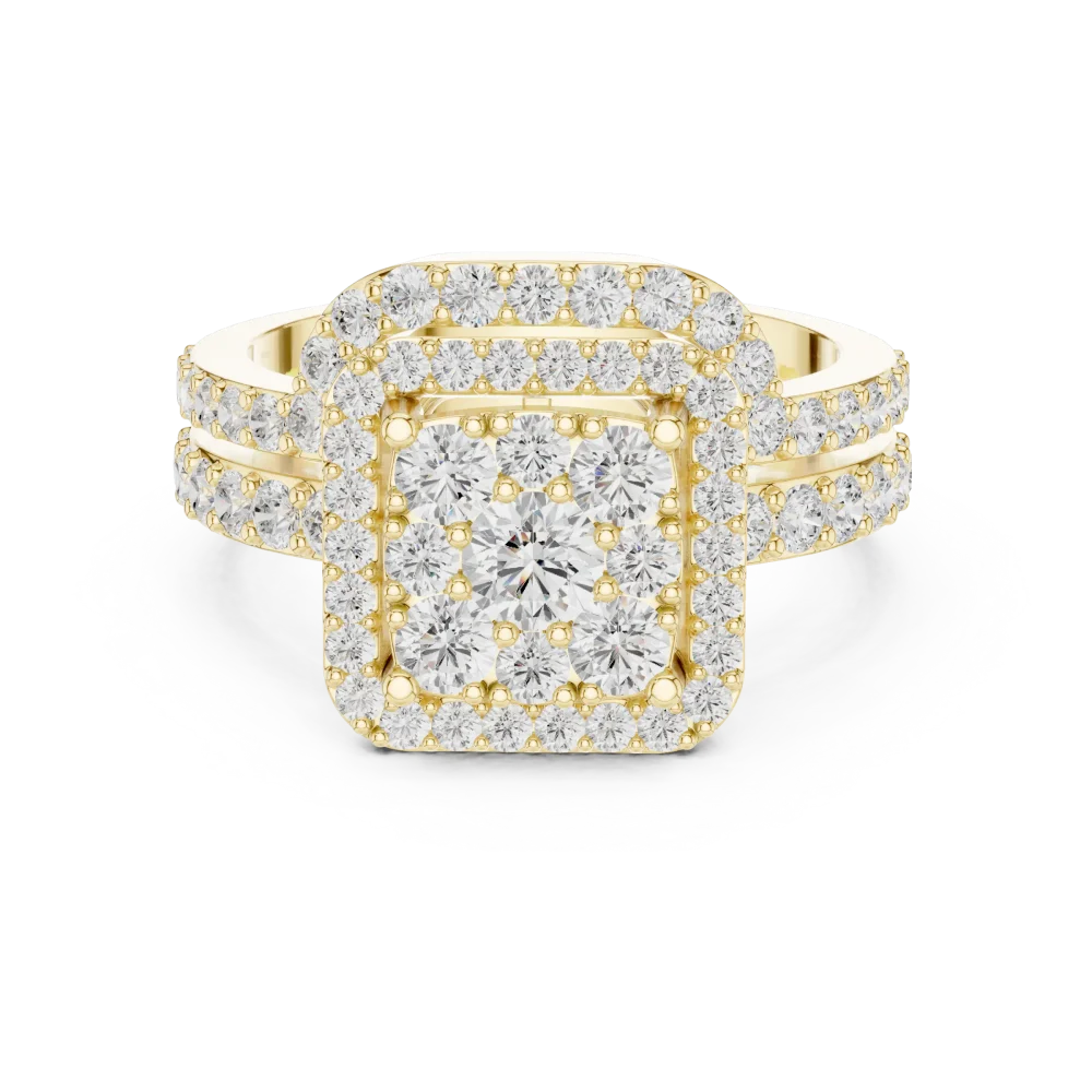 Luminary Round Brilliant Geometric Cluster Ring - Image 2