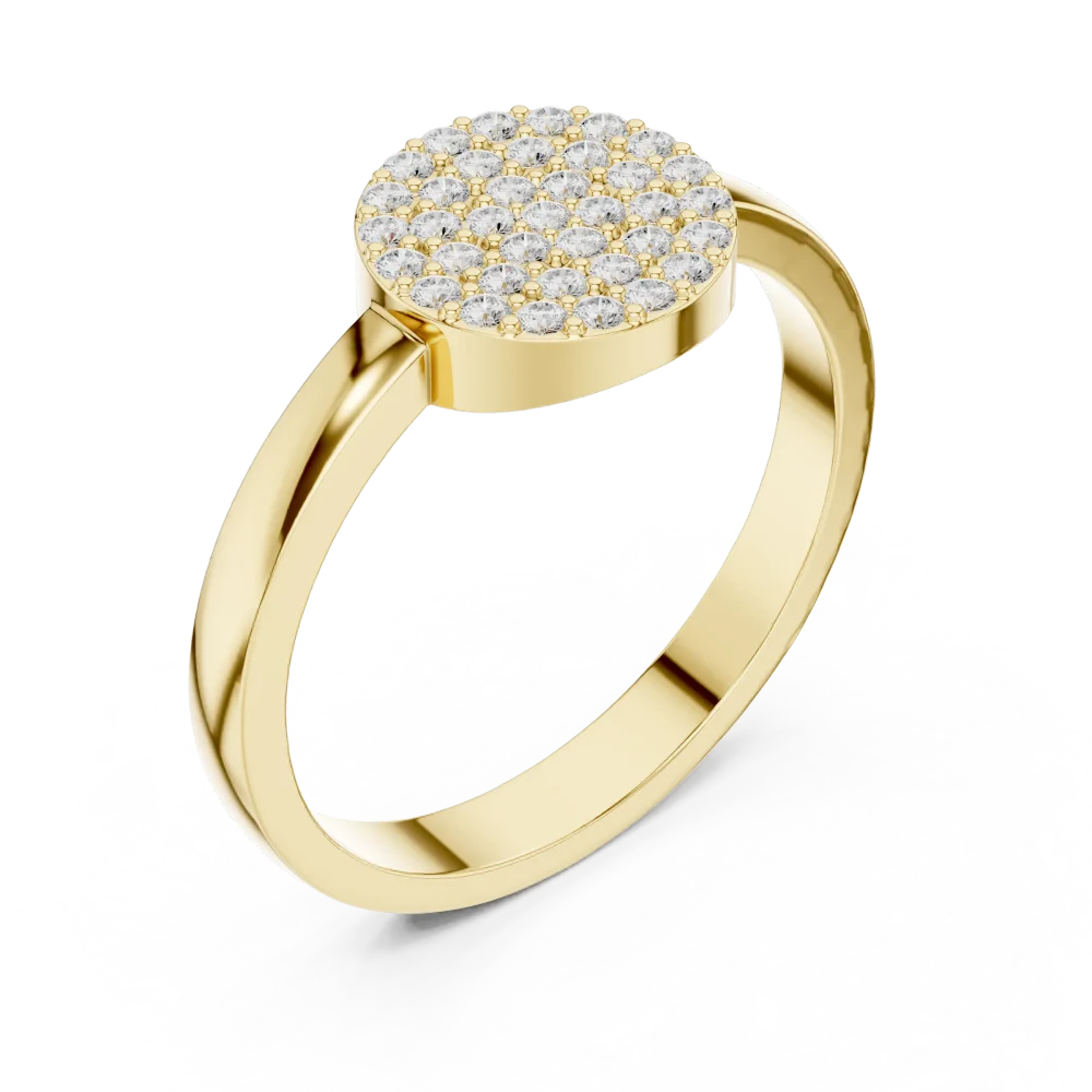 Discover the radiant allure of this pavé disc ring, featuring brilliant-cut DIAMEUR diamonds in a modern, sculptural design. Shop this luxury staple today.