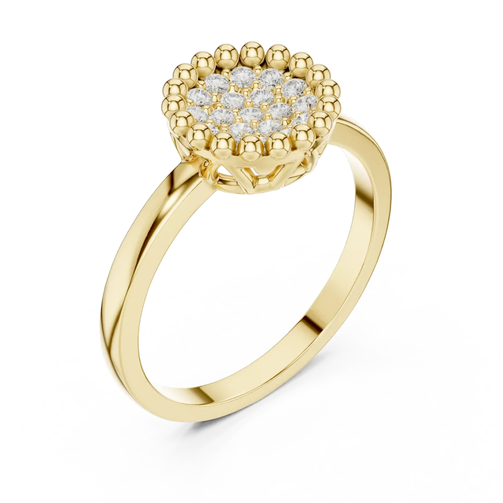 Discover the radiant brilliance of our cluster ring, set with 19 hand-selected DIAMEUR diamonds for unparalleled scintillation. Shop this modern luxury.