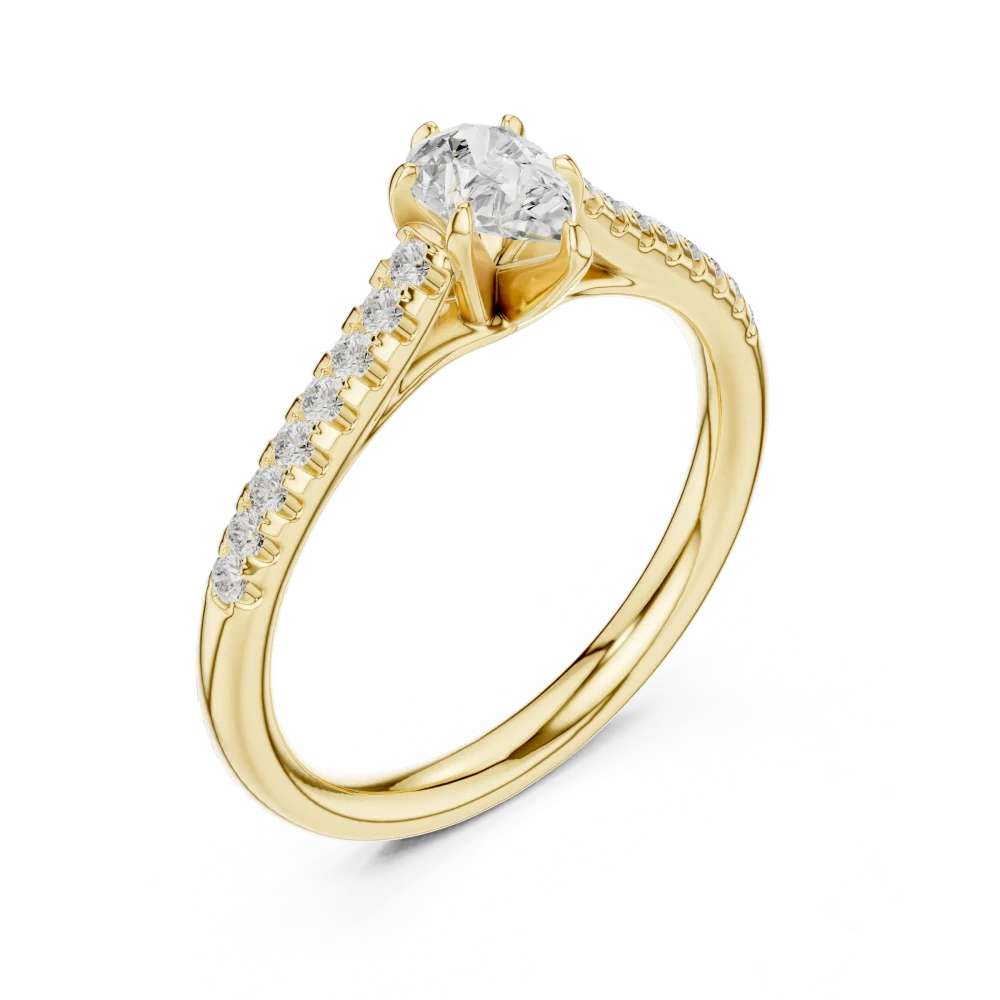 Celebrate your unique style with this elegant pear cut ring featuring brilliant DIAMEUR diamond accents. Experience sustainable luxury and shop today.