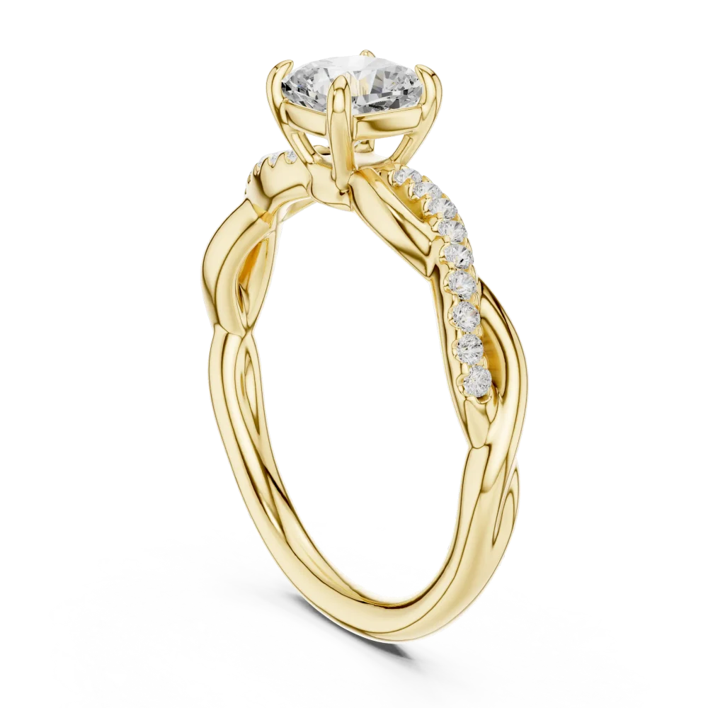 Ethereal Cushion Cut Twisted Pavé Solitaire Ring - Image 3
