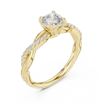 Ethereal Cushion Cut Twisted Pavé Solitaire Ring