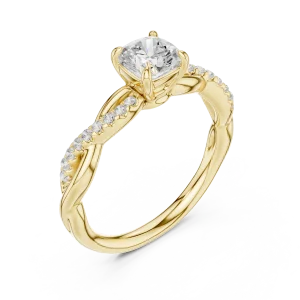 Ethereal Cushion Cut Twisted Pavé Solitaire Ring