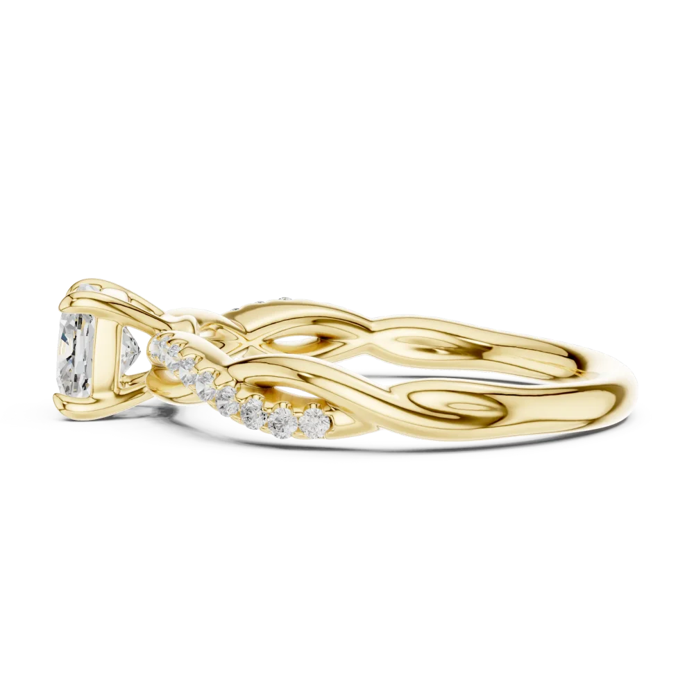 Ethereal Cushion Cut Twisted Pavé Solitaire Ring - Image 4