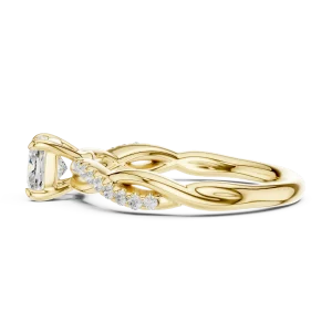 Ethereal Cushion Cut Twisted Pavé Solitaire Ring - Image 4
