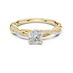 Ethereal Cushion Cut Twisted Pavé Solitaire Ring - Image 2