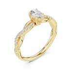 Fluid Helix Oval Cut and Pavé Accent Ring