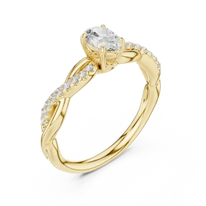 Fluid Helix Oval Cut and Pavé Accent Ring