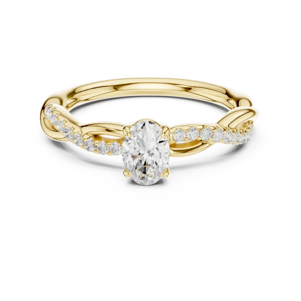 Fluid Helix Oval Cut and Pavé Accent Ring - Image 2