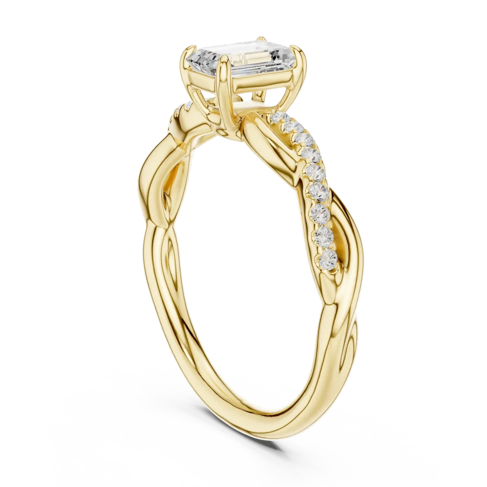 Ethereal Emerald Cut Twisted Pavé Band Ring - Image 3