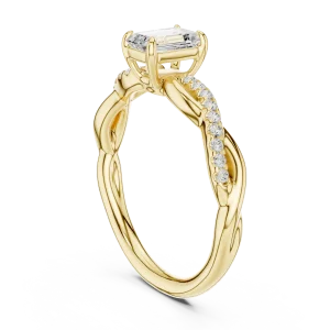 Ethereal Emerald Cut Twisted Pavé Band Ring - Image 3