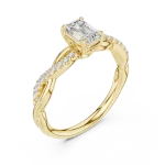 Ethereal Emerald Cut Twisted Pavé Band Ring