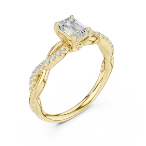 Ethereal Emerald Cut Twisted Pavé Band Ring