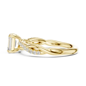 Ethereal Emerald Cut Twisted Pavé Band Ring - Image 4