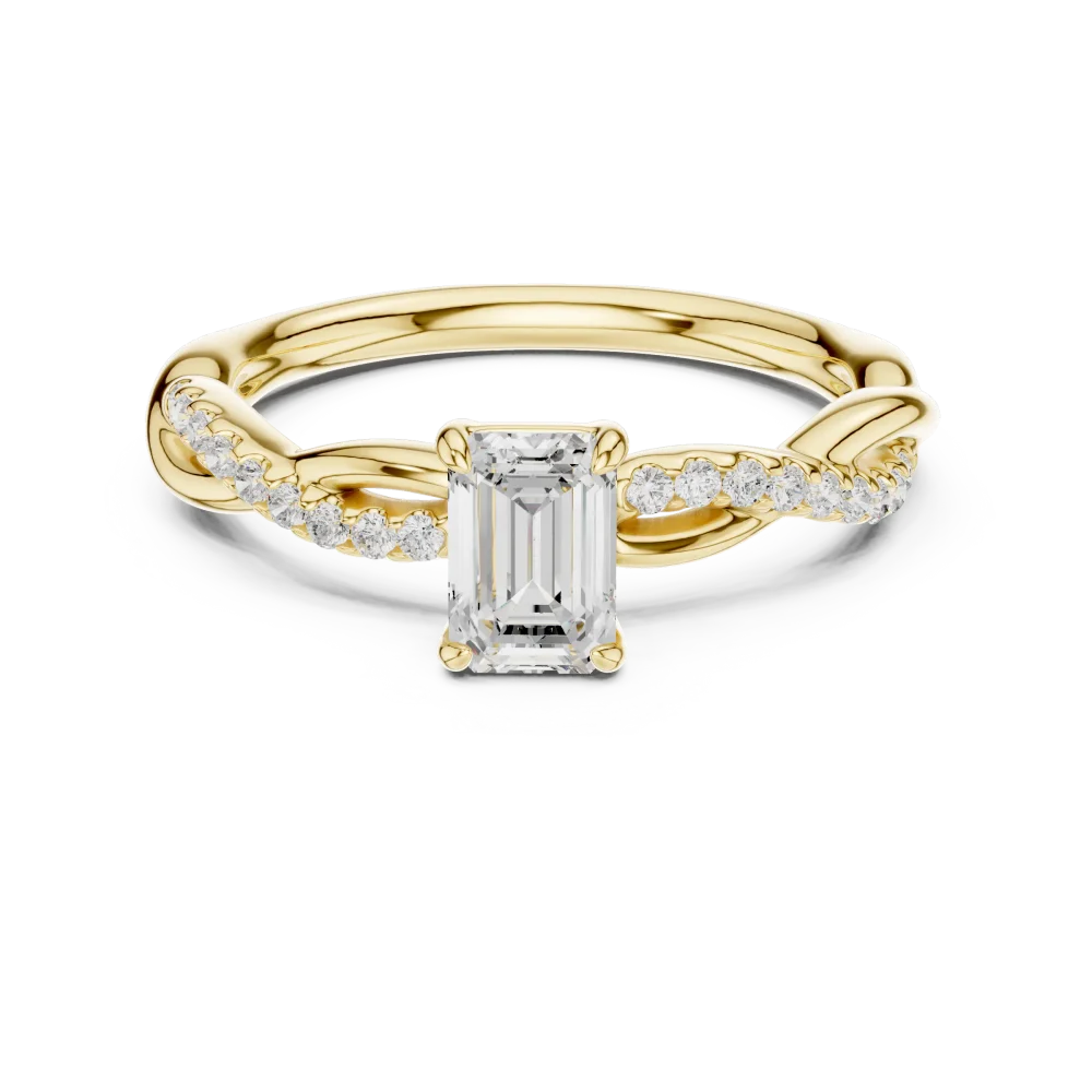 Ethereal Emerald Cut Twisted Pavé Band Ring - Image 2