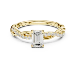 Ethereal Emerald Cut Twisted Pavé Band Ring - Image 2