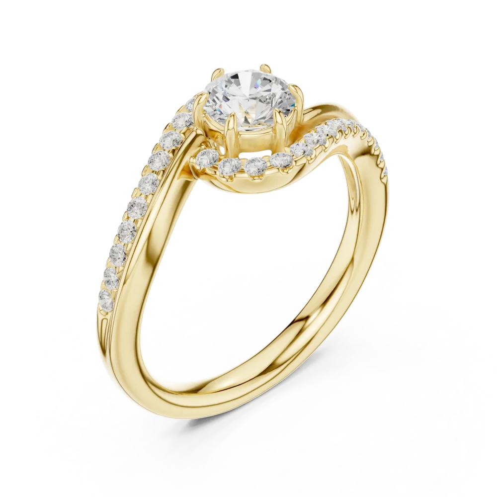 Experience the timeless elegance of our round Solitaire engagement ring, featuring shimmering DIAMEUR diamond accents. Shop this modern classic today.