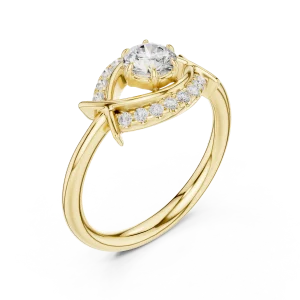 Luminary Round Brilliant Pavé-Set Contemporary Ring