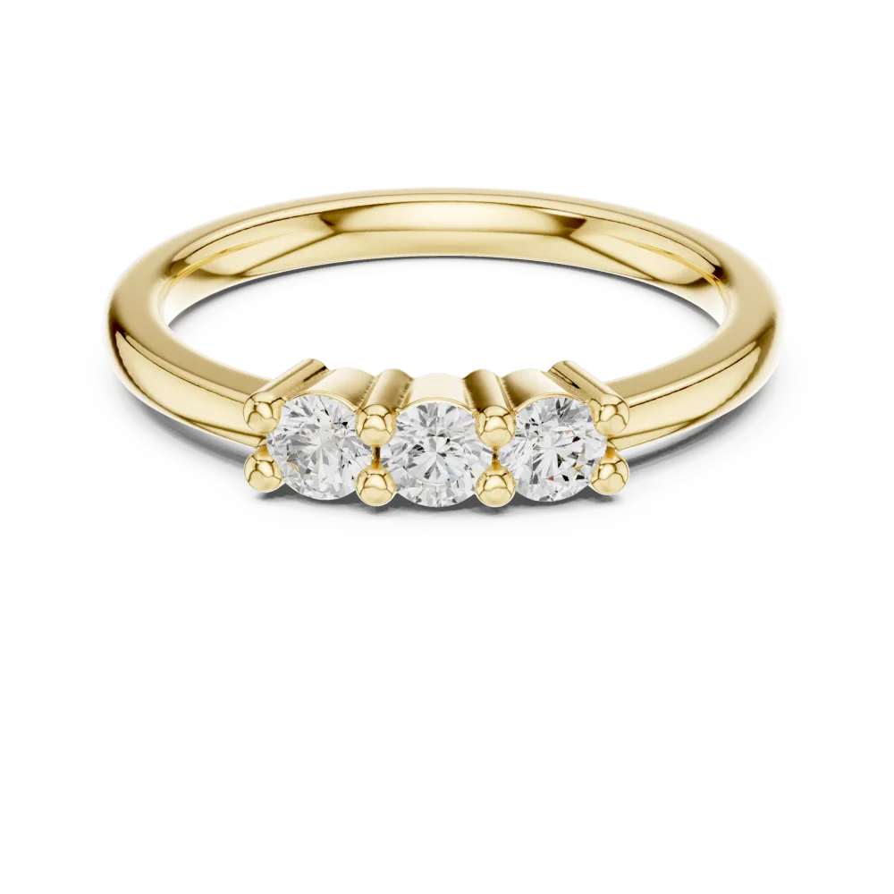 Linear Trio Round Brilliant-Cut Accent Ring - Image 2