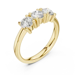Luminary Round Brilliant Three-Stone Linear Ring