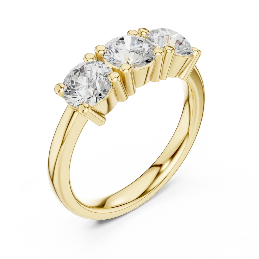 Discover the radiant beauty of our three-stone Solitaire ring. Featuring high-clarity DIAMEUR diamonds, this piece is the perfect modern classic. Shop now.