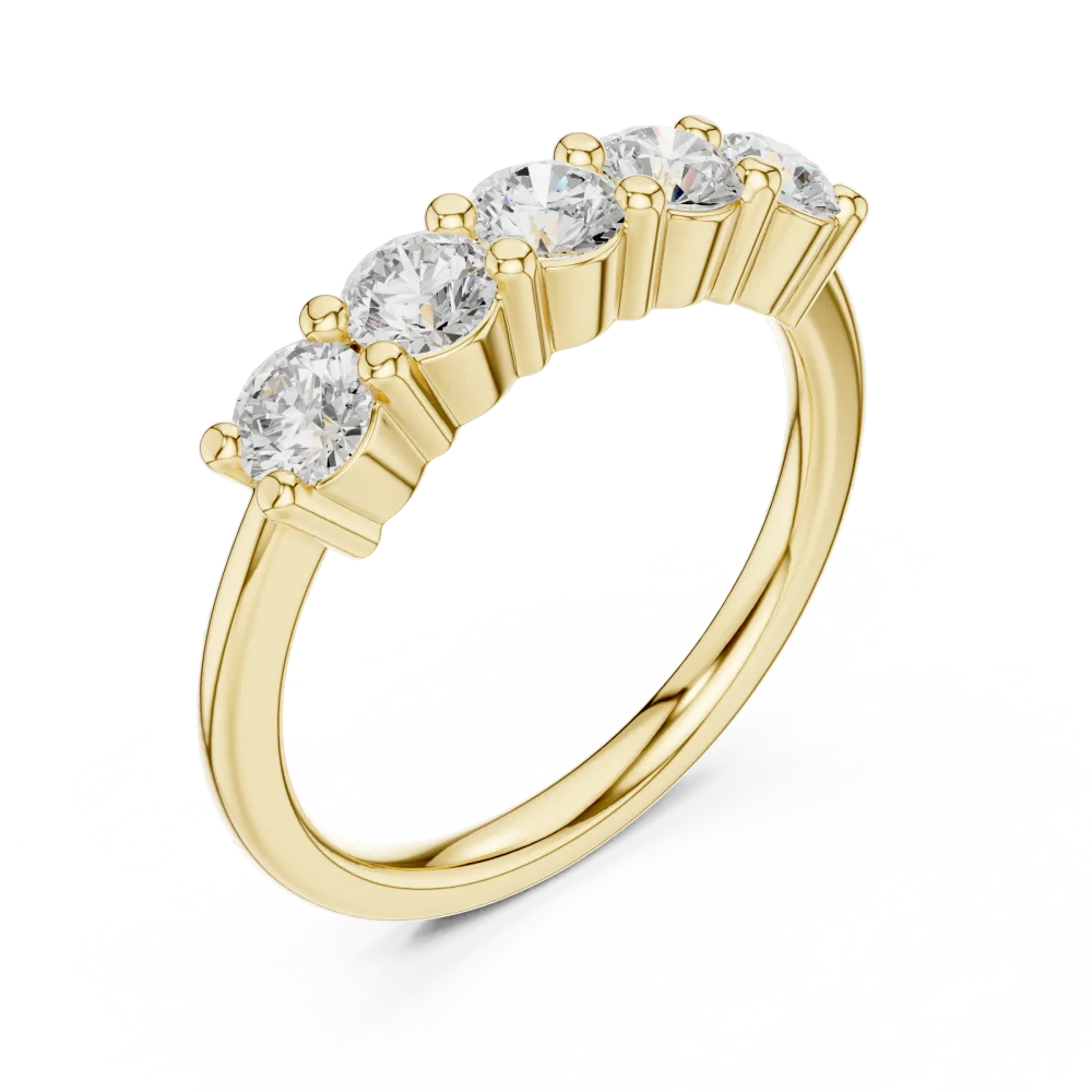 Discover our five-stone lab-grown diamond band, crafted for brilliant-cut scintillation and timeless style. Elevate your look and shop this classic piece.