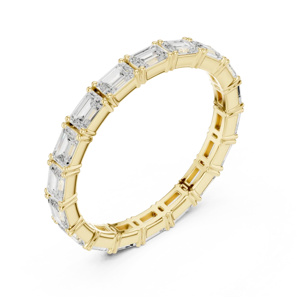 Embrace timeless luxury with this elegant emerald-cut eternity band. Featuring brilliant DIAMEUR diamonds, it is the perfect refined stackable ring.