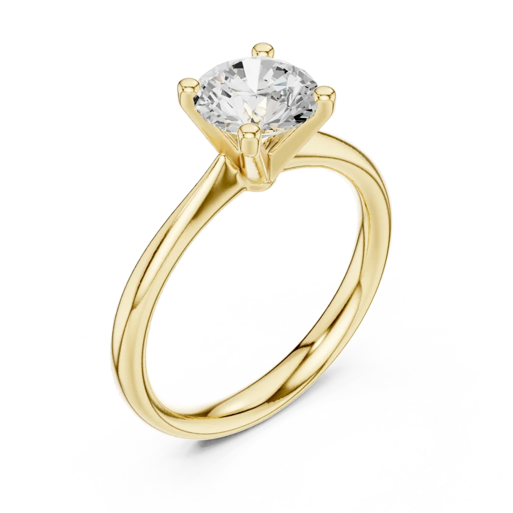Experience timeless elegance with our Essence Round Solitaire Ring. Featuring a brilliant-cut DIAMEUR diamond, this piece defines modern luxury. Shop now.