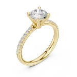 Ethereal Round Brilliant Pavé-Set Solitaire Engagement Ring
