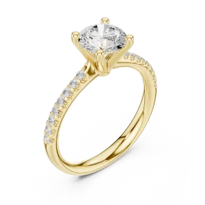 Ethereal Round Brilliant Pavé-Set Solitaire Engagement Ring