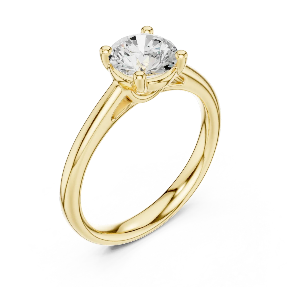 Experience the unmatched brilliance of this classic Round Solitaire ring. Crafted with a premium DIAMEUR diamond, it is the ultimate symbol of love. Shop now.