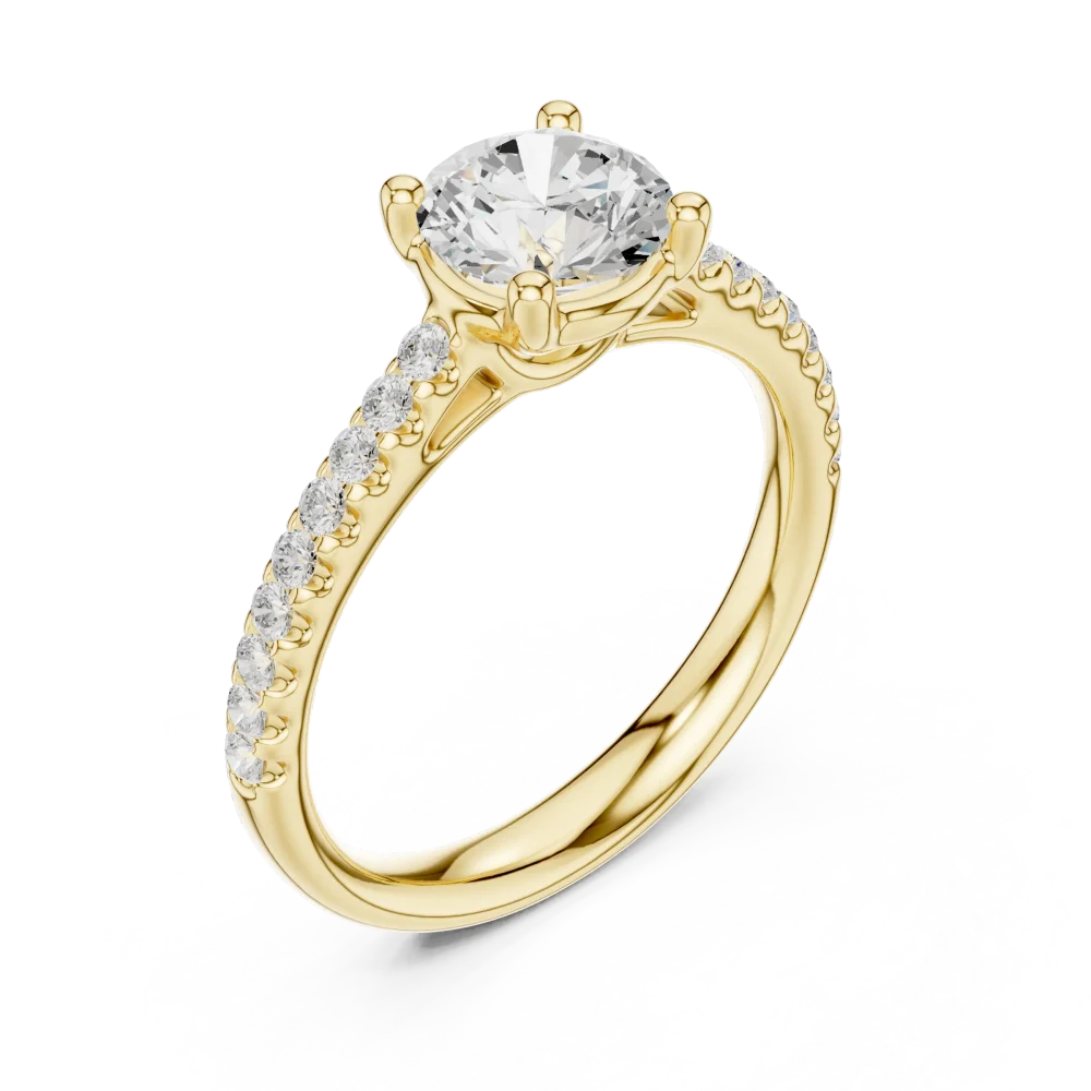Discover the radiant beauty of this Solitaire ring, featuring a brilliant-cut center and pavé-set DIAMEUR lab-grown diamonds. Shop your perfect fit today.