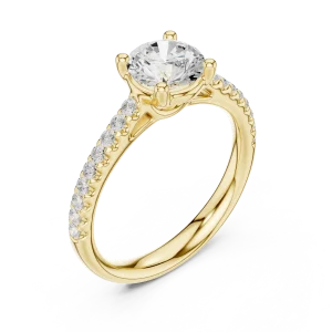 Luminary Round Brilliant Pavé-Set Solitaire Ring