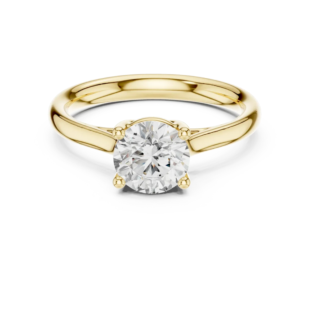 Essence Round Brilliant Cut Architectural Solitaire Ring - Image 2