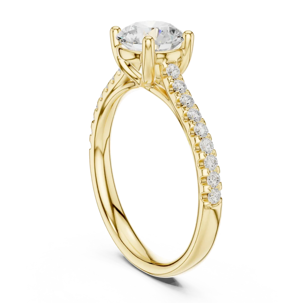 Luminary Round Brilliant Pavé-Set Solitaire Engagement Ring - Image 3