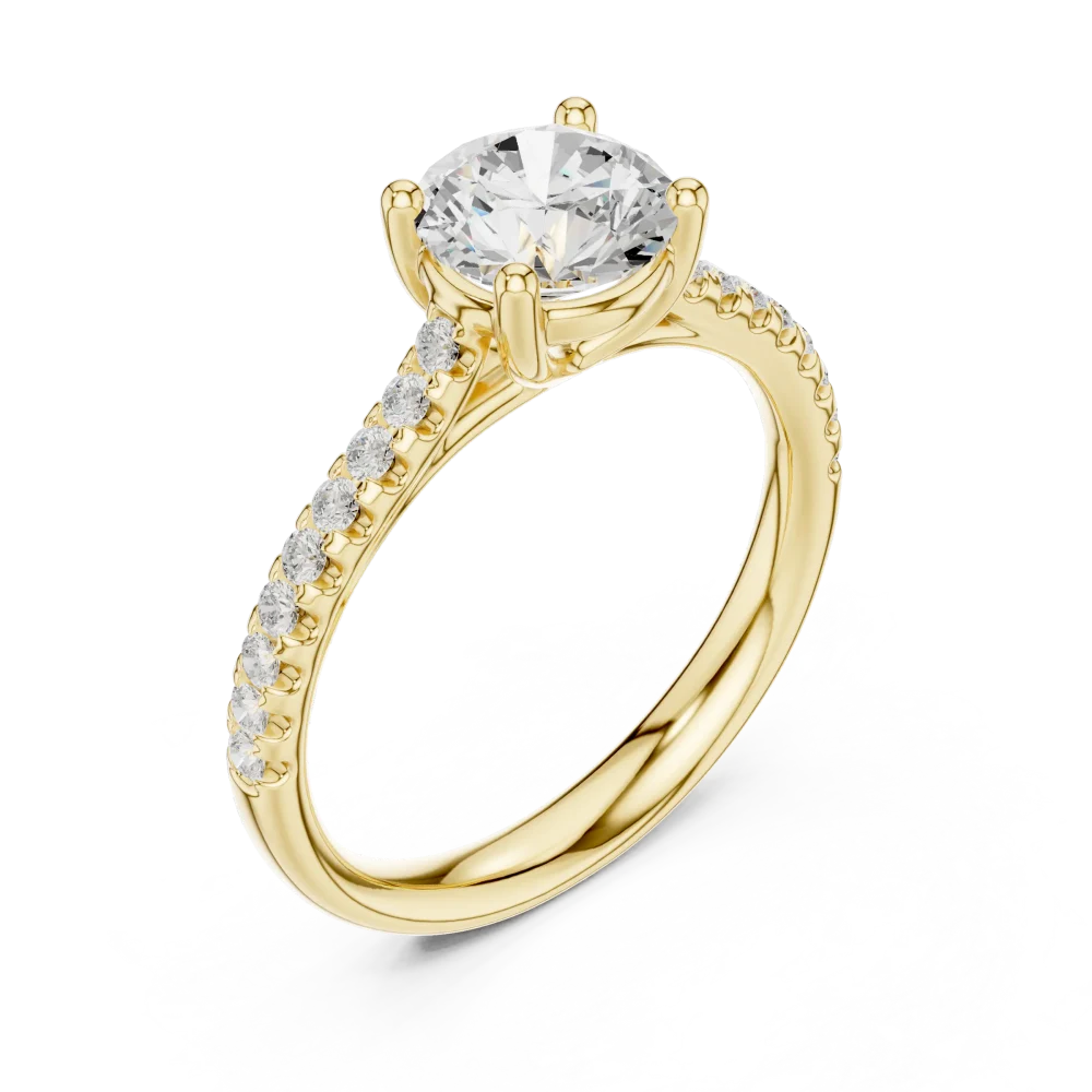 Discover the Luminary Solitaire engagement ring, featuring a brilliant-cut center stone and delicate pavé. Embrace sustainable DIAMEUR luxury today.