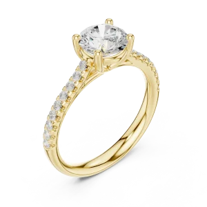 Luminary Round Brilliant Pavé-Set Solitaire Engagement Ring