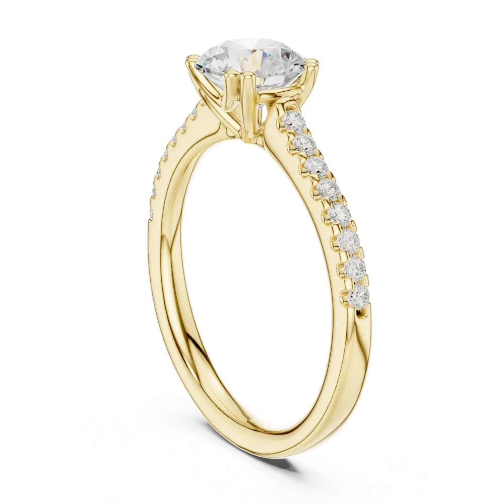 Essence Round Brilliant Pavé-Set Solitaire Ring - Image 3