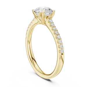 Essence Round Brilliant Pavé-Set Solitaire Ring - Image 3