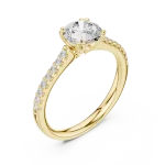 Essence Round Brilliant Pavé-Set Solitaire Ring