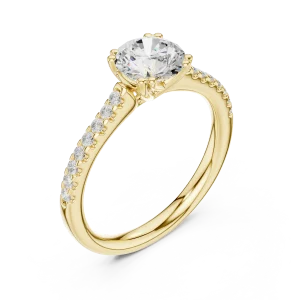 Essence Round Brilliant Pavé-Set Solitaire Ring