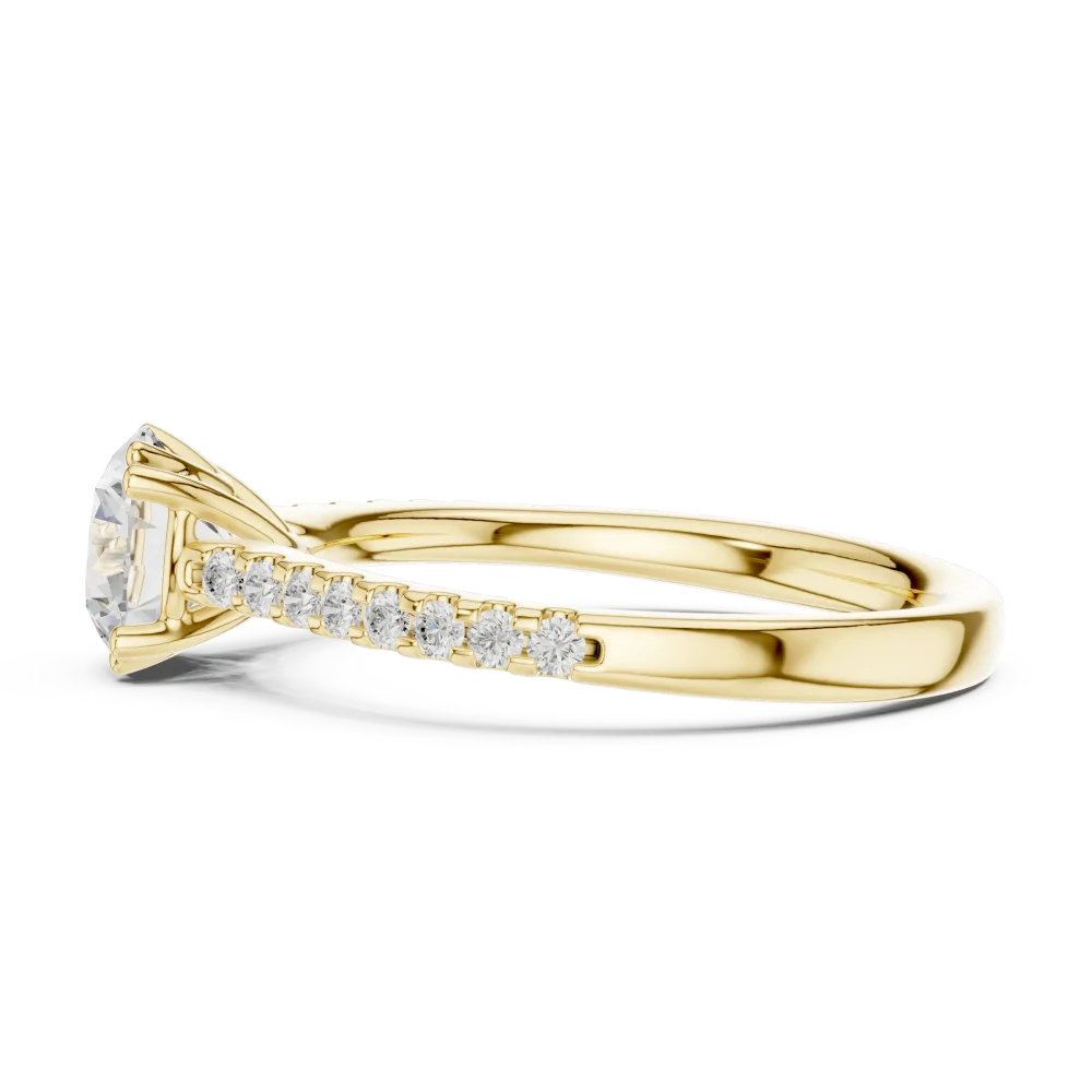 Essence Round Brilliant Pavé-Set Solitaire Ring - Image 4