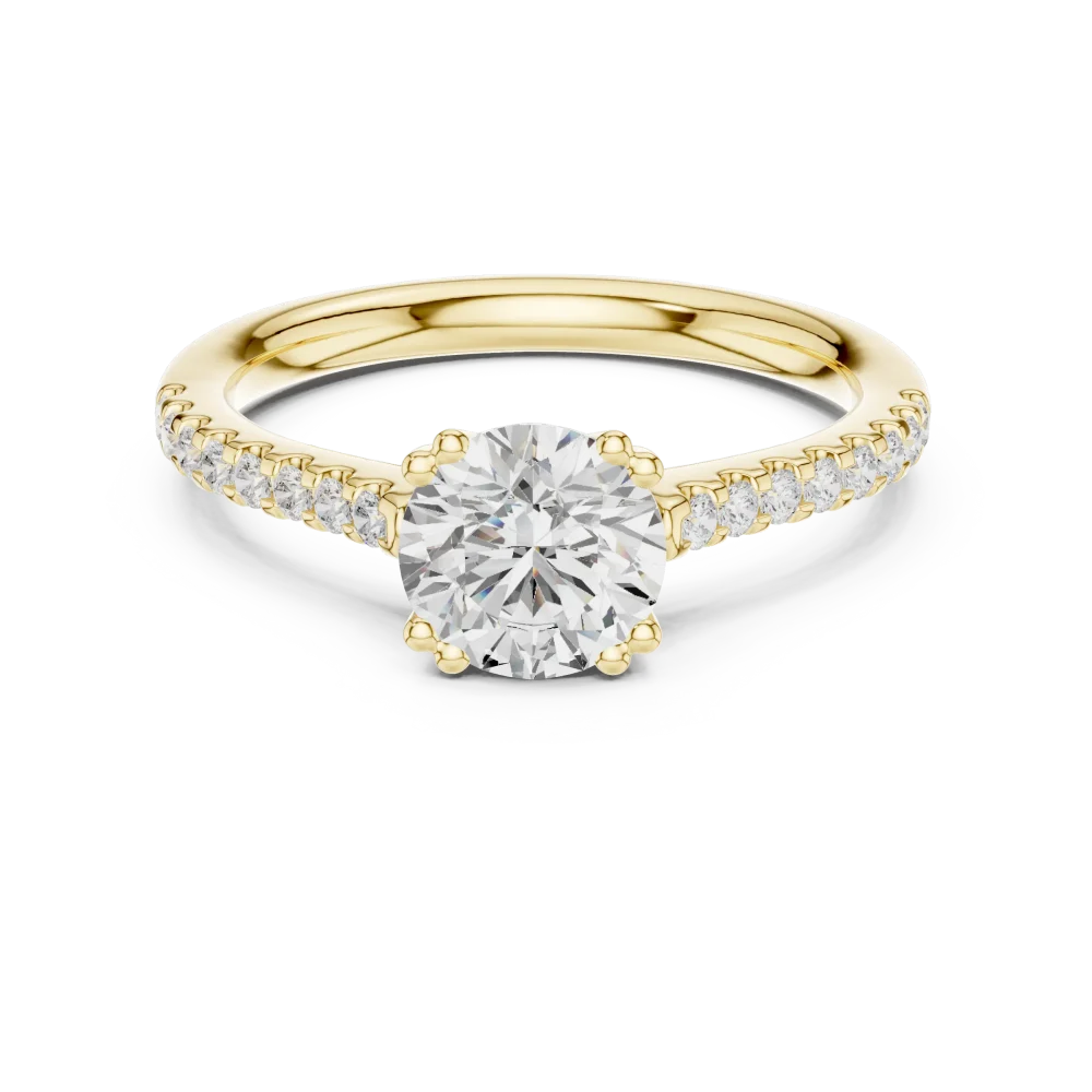 Essence Round Brilliant Pavé-Set Solitaire Ring - Image 2