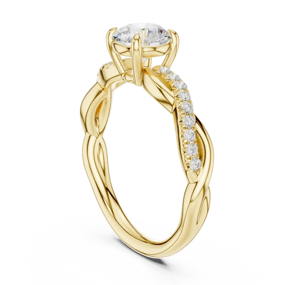Fluid Twist Round Brilliant Cut Solitaire Engagement Ring - Image 3